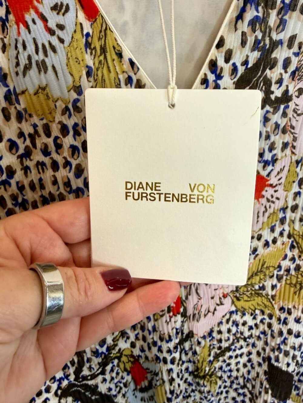 Diane von Furstenberg floral-print plissé-chiffon mini dress NWT - Size 2 - Picture 7 of 8